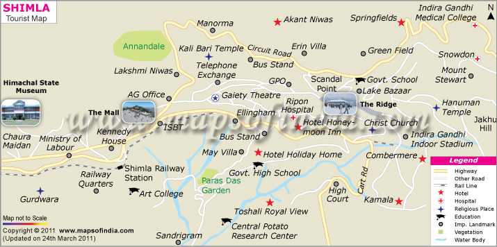 Tourist map of Shimla